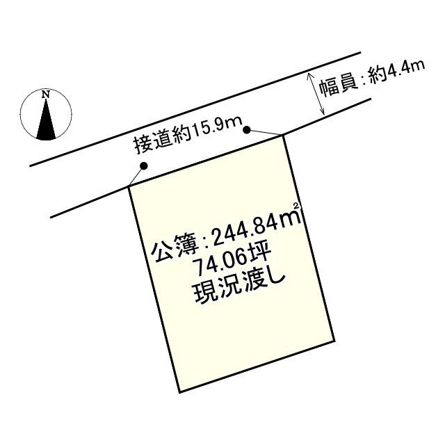 西条市丹原町田野上方2086-2　土地の土地図|土地価格300万円、土地面積244.84㎡（公簿）