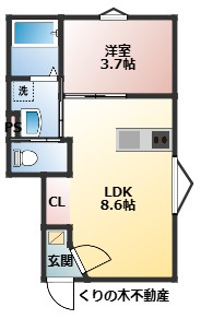 【間取り】 | Casa Pacifica 喜田村 | 1LDKのお部屋です