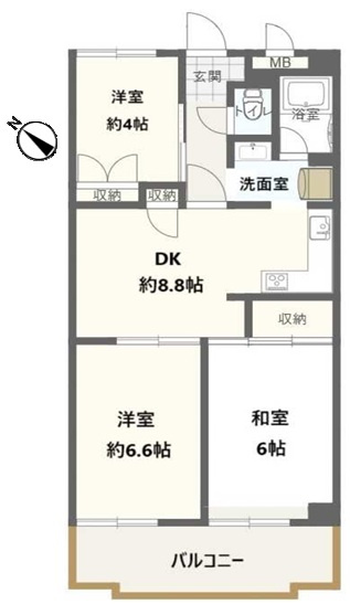 グローバル西明石の間取り|南西向き◎2WAYバルコニー♪3LDKと広々♪