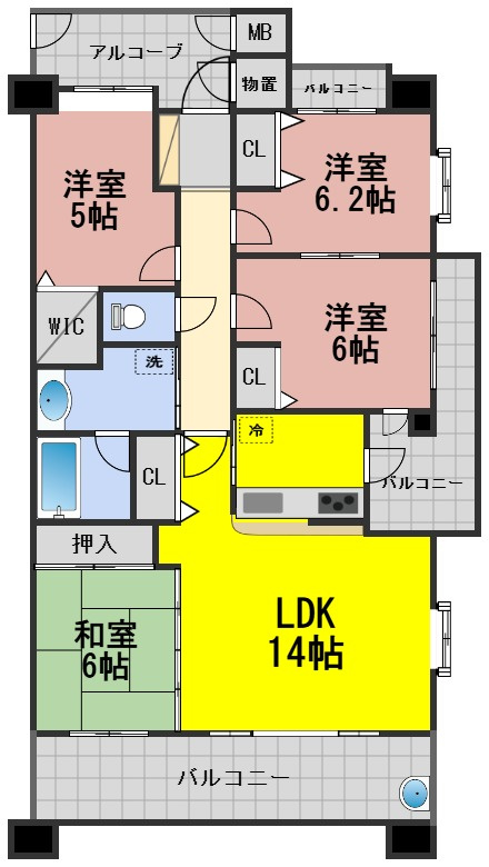 ６５８４６　モアグレース梅林公園南館の間取り