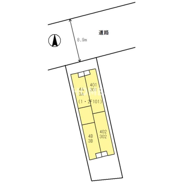 プチマンションむるぶの区画図|駐車場はなしです。