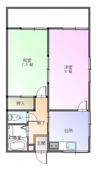 【間取り】 | 洲本市五色町鳥飼中　中古分譲アパート