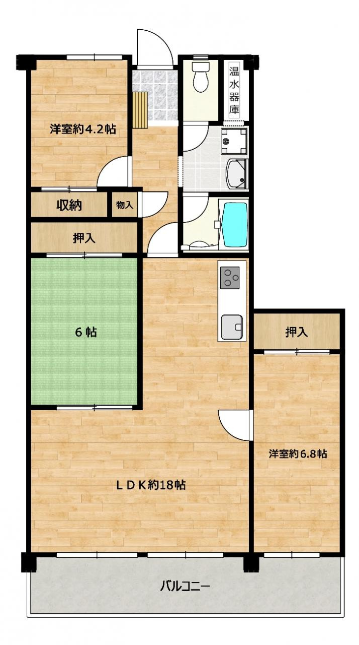 リフォーム中古マンション　リバティ北方　平成4年築の間取り