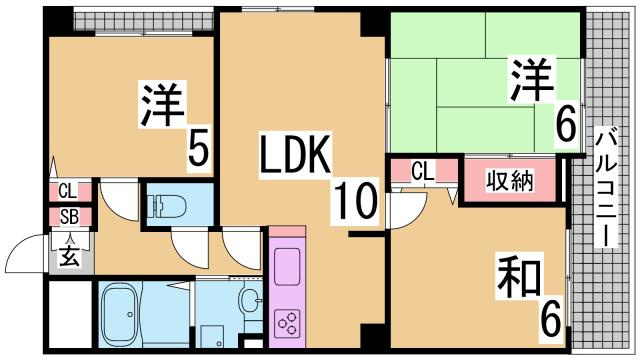 神戸市兵庫区新開地５丁目の賃貸マンションの間取り