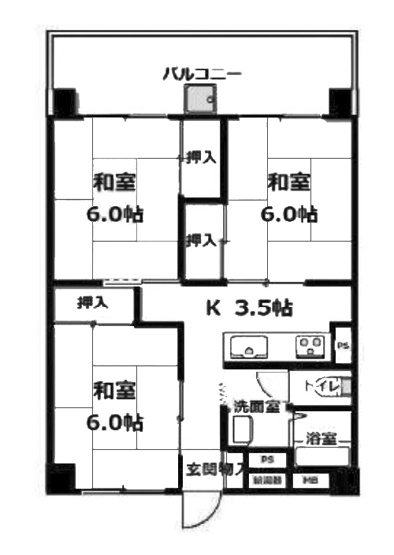 【間取り】 | 山科団地Ｂ棟 | 専有面積51.98㎡
