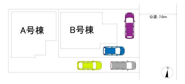 三郷市　鷹野1丁目　新築戸建　全2棟の区画図|区画図です