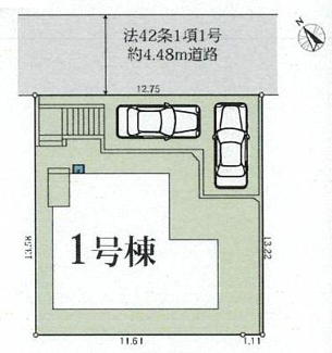 【区画図】 | 海老名市上今泉5丁目  1号棟 11期 | 北東側約4.8ｍ公道　駐車2台（車種によります）　敷地面積51坪