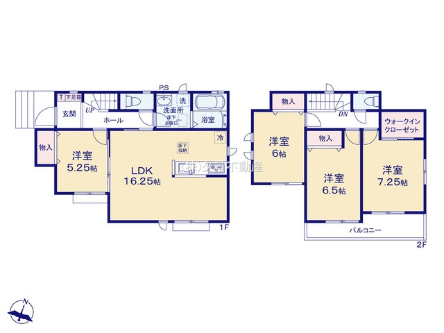 【間取り】 | 《仲介手数料無料》上尾市小泉３丁目34-11(A号棟)新築一戸建てハートフルタウン