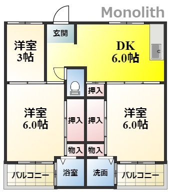 ビレッジハウス伏屋1号棟の間取り