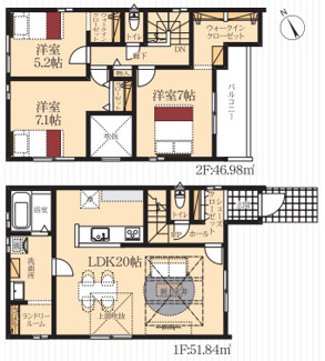 【間取り】 | REXCRAS　豊田市畝部東町第4－1号棟 | 【1号棟】土地面積：106.81㎡/建物面積：98.82㎡