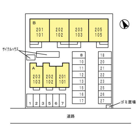 セジュール プランドール B棟の駐車場