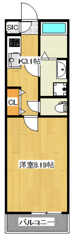 888N鳩ヶ谷の間取り|8帖の居室をゆったり使える間取りです☆