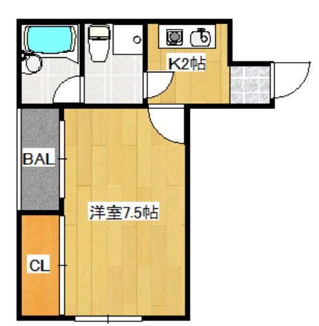 プレイス中村の間取り|７．５帖の広々空間です！
