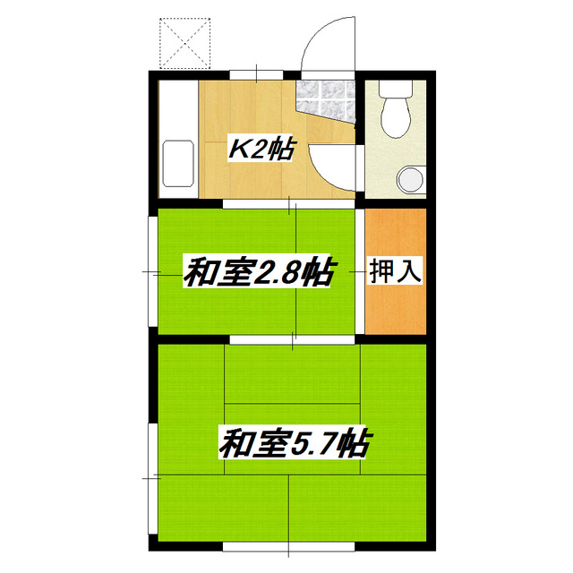 陽光荘の間取り|角部屋なので2面採光！