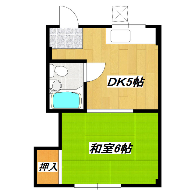 グリーンマンションの間取り|ゆったり使える１DKタイプ。