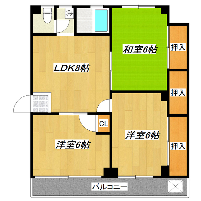 宇田川コーポの間取り|振分けタイプです♪