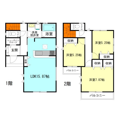 【間取り】 | ハートフルタウン高崎市堰代町48ーC | 水回りを最短距離で結んだラクラク家事同線！
シューズインクローク付きのモダンな3LDK間取り！