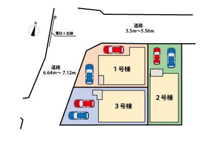 今宿東１丁目　新築戸建　３棟の区画図
