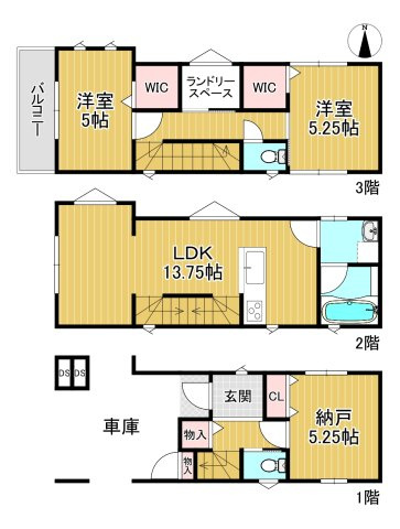 越谷市大沢４丁目の新築一戸建の間取り