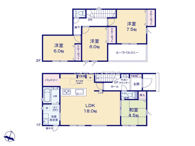 【間取り】 | 名古屋市中川区江松５丁目906『仲介料無料』新築戸建て | 1号棟