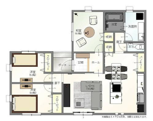 ルミナスガーデン飯山町３号地の間取り|【間取り：LDK19.2帖・洋6帖・洋5.2帖・和6帖】