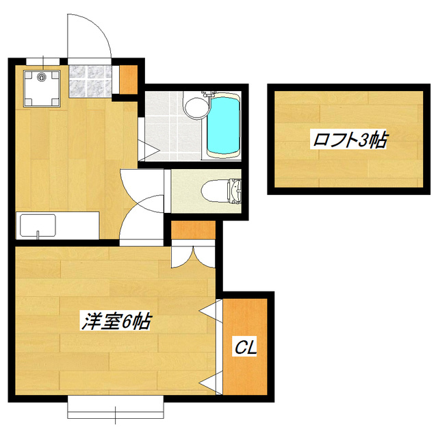 パーシモン西が丘の間取り|広々ロフト3帖付きリビングです♪