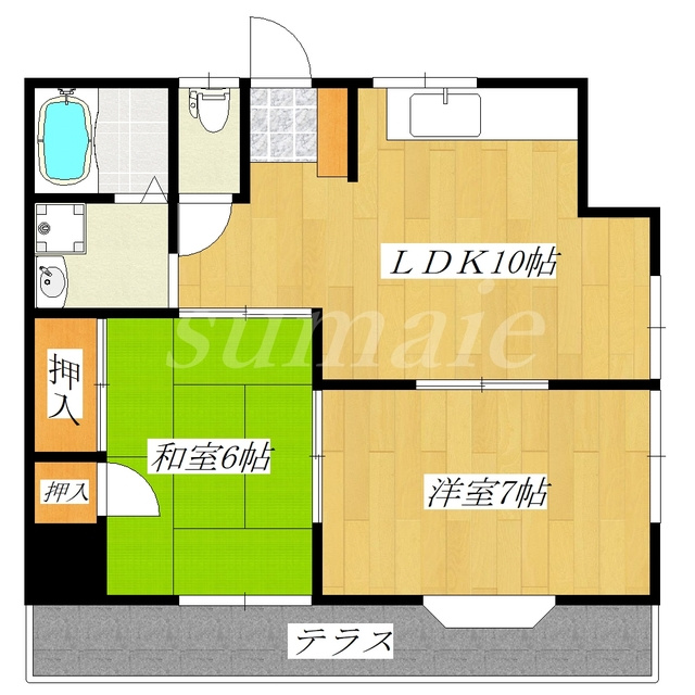 ハイツキンコウⅡの間取り|2面採光の角部屋です☆