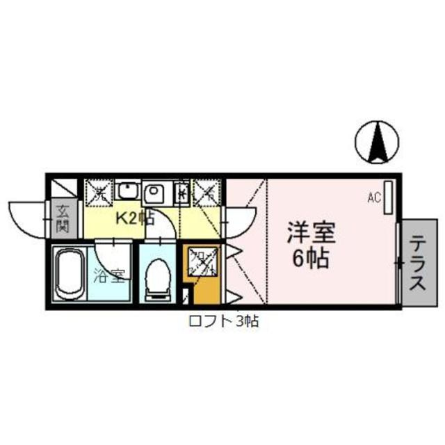 モンシャトー大成A棟の間取り|ロフト付きのお部屋です。
