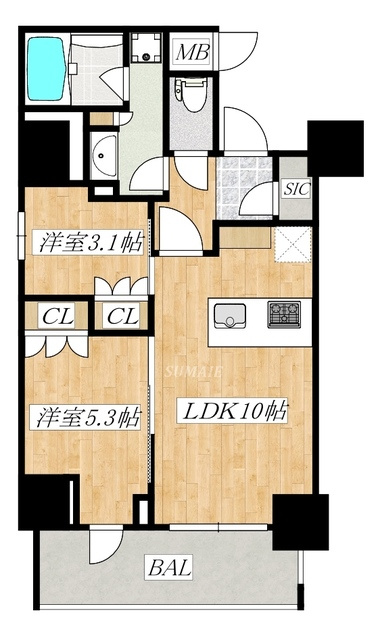 Alivis十条の間取り|南西向きです