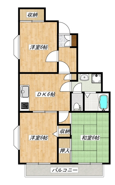 パールメゾン矢作の間取り|3DK・新生活にぜひ！
