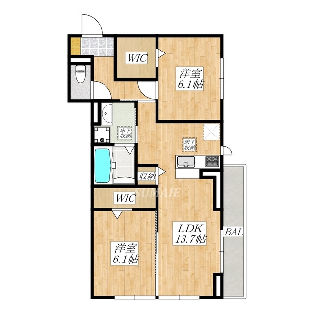 エスポワール宮原の間取り|東向きのお部屋です☆