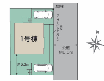 【区画図】 | 所沢市下富　新築戸建　全1棟 | 駐車並列２台可能