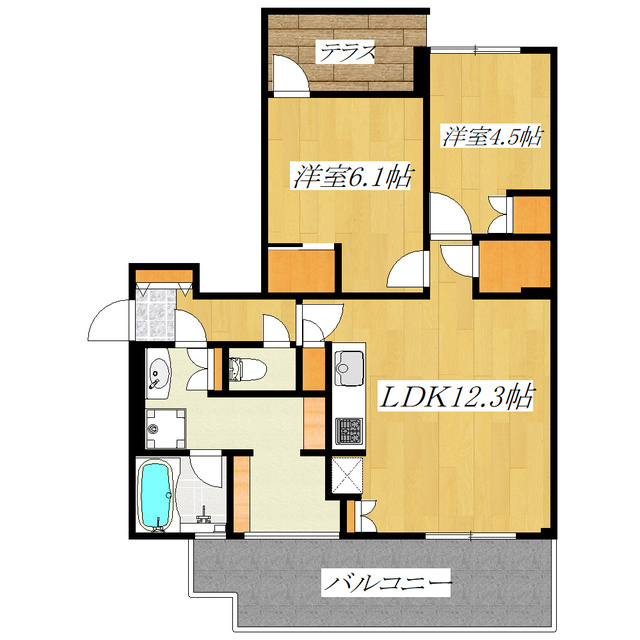 セレーノ大宮Bの間取り|2LDKのお部屋です！