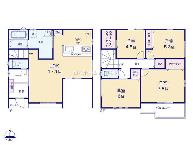 【間取り】 | 春日井市高蔵寺町２丁目104-4『仲介料無料』新築戸建て | 1号棟