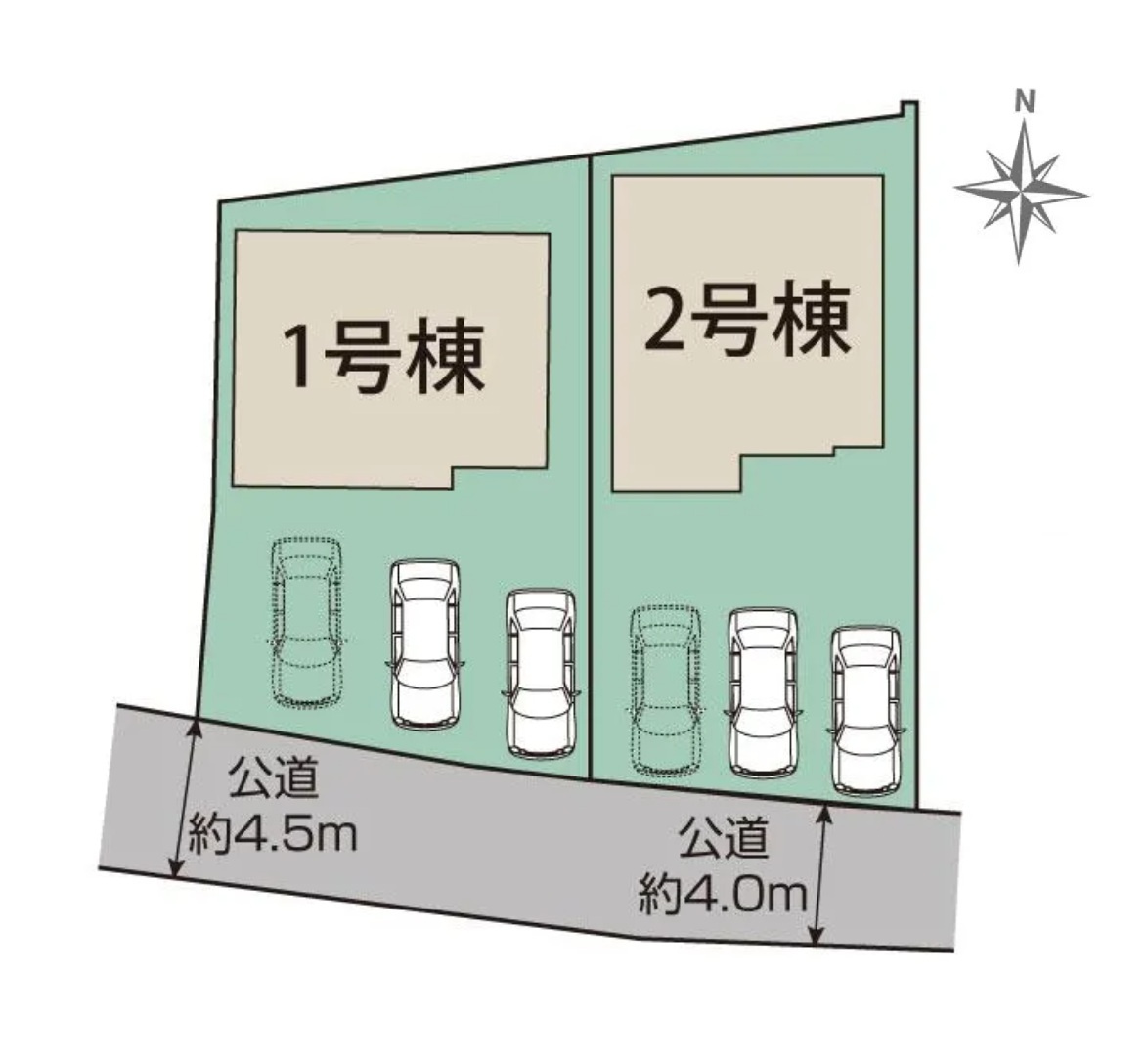 熊本市南区良町3丁目第1-2棟（1号棟）の区画図|配置図（1号棟）