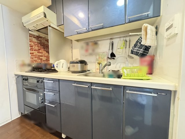 ワコーレアーバンフラッツ三宮東のキッチン|三ツ口コンロ付のシステムキッチンは収納豊富です！