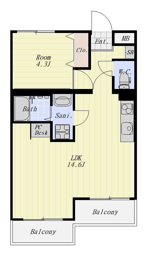 ヴェルテ山本 202号室の間取り