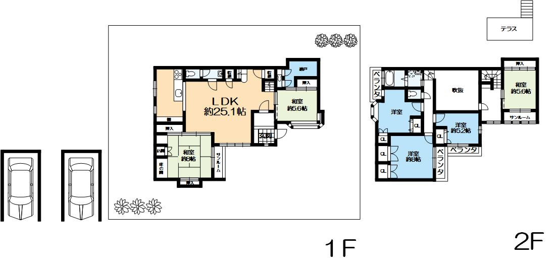 中島通２丁目　中古戸建の間取り|南東向き 6SLDK　専有面積：191.13㎡（約57坪）土地面積：143.80㎡（約43坪）