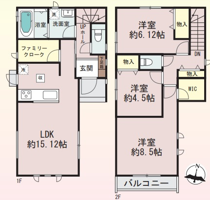 「西明石駅徒歩13分」「収納充実」西明石町 全2棟B号棟の間取り