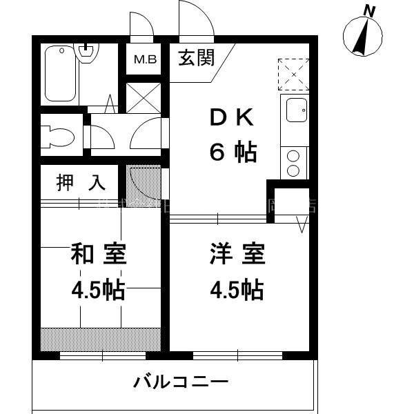 神戸市東灘区北青木４丁目のマンションの間取り