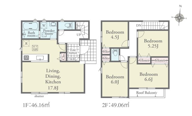 熊本市中央区出水6丁目第4-2棟（1号棟）の間取り|全居室収納付きで便利です。