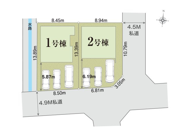熊本市中央区出水6丁目第4-2棟（1号棟）の区画図|配置図（1号棟）