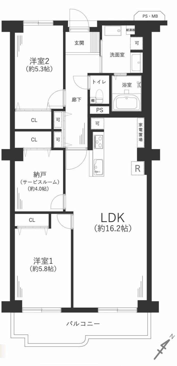 寝屋川コーポラスの間取り
