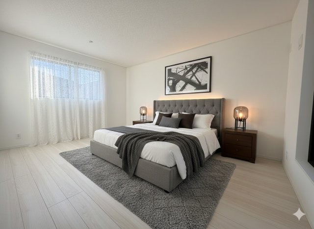 三郷市高州2丁目　新築戸建　全1棟の寝室|現況の物件写真にCGによる画像処理を行っています。家具、家電、小物、カーテン等はイメージはCGです。