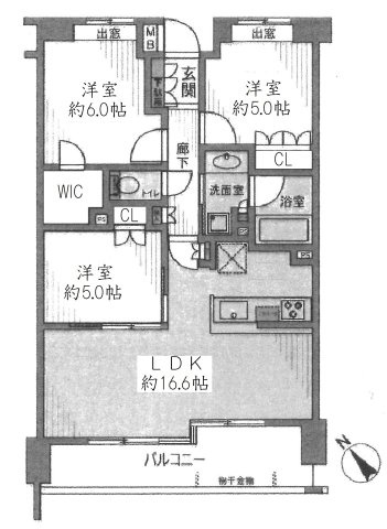 クレアホームズ扇大橋ステーションフロントの間取り|3LDK＋WIC