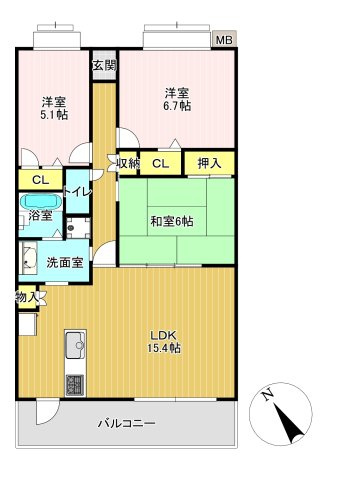 八代市新地町コアマンションネクステージ北の丸の間取り
