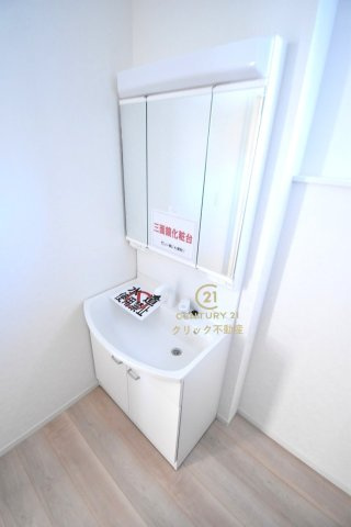 Cradlegarden　 笠間市鯉淵　第7　1の独立洗面台|洗面台は洗練されたシンプルなデザインでお手入れも楽です。