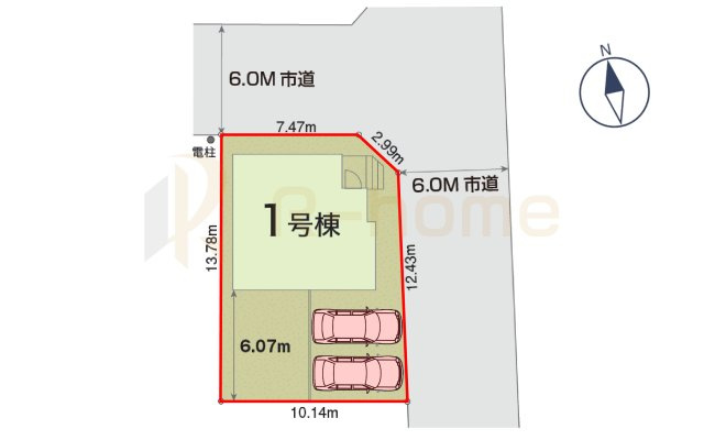 守谷市美園2丁目第1期　新築戸建て　1号棟の区画図|大きなお買い物だからこそ、メリット・デメリットを伝えさせて頂きます。
R-homeにお任せください♪