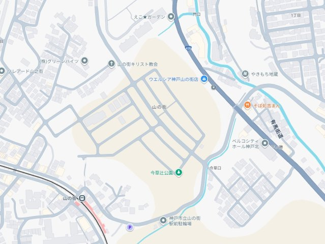 神戸市北区山の街　新築一戸建ての地図