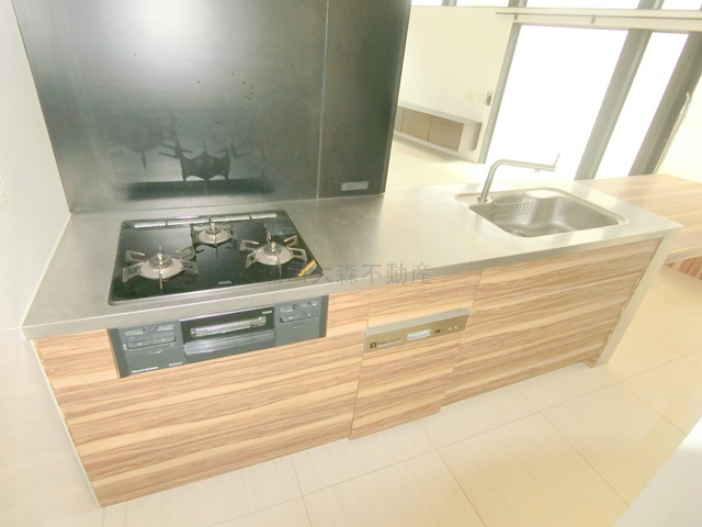 鵜の木1丁目戸建のキッチン|グリルと食器洗浄機付きの3口ガスコンロキッチン